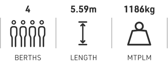 4 berths | 5.59m length | 1186kg MTPLM