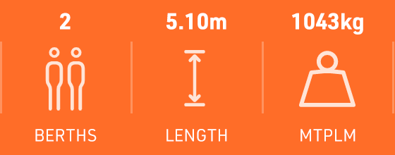 2 berths | 5.1m length | 1043kg MTPLM